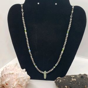 Genuine Peridot, Prehnite & Opal Necklace